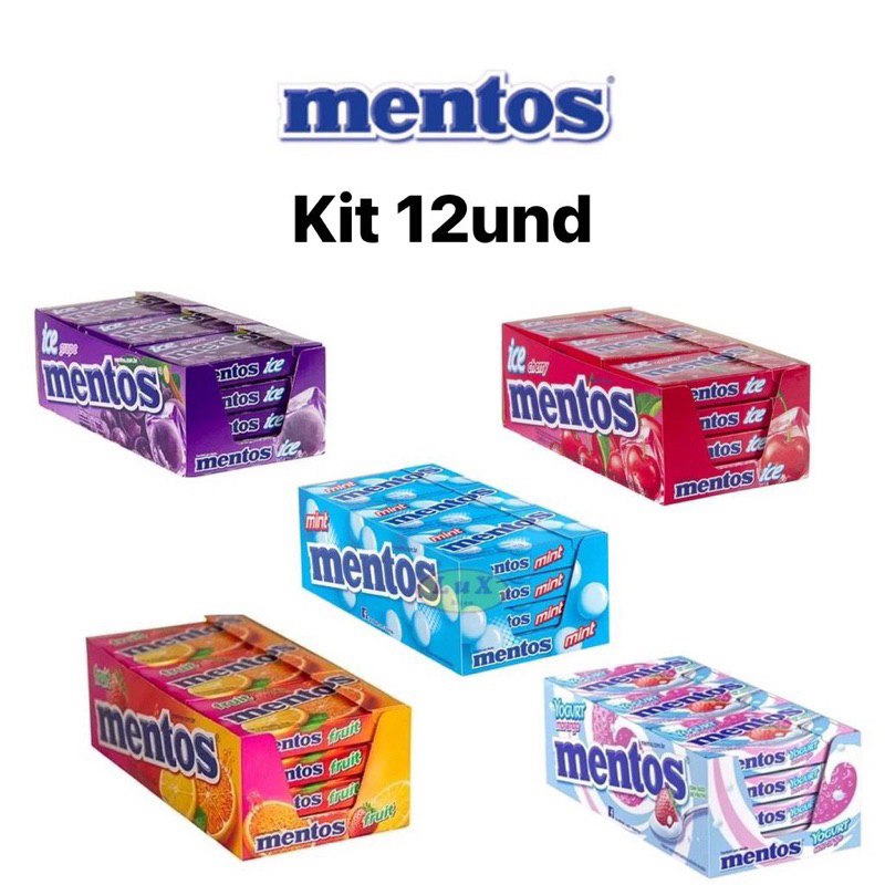 Mentos Bala Mentos Slim Box Sabores Kit 8 / 10 / 12 unidades