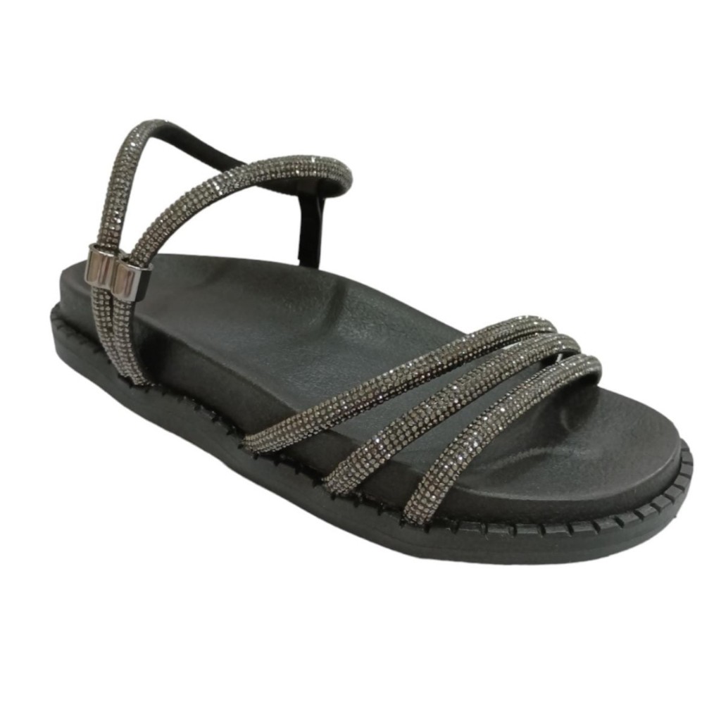 Sandália Birken Infantil Feminina Strass Rasteira Papete