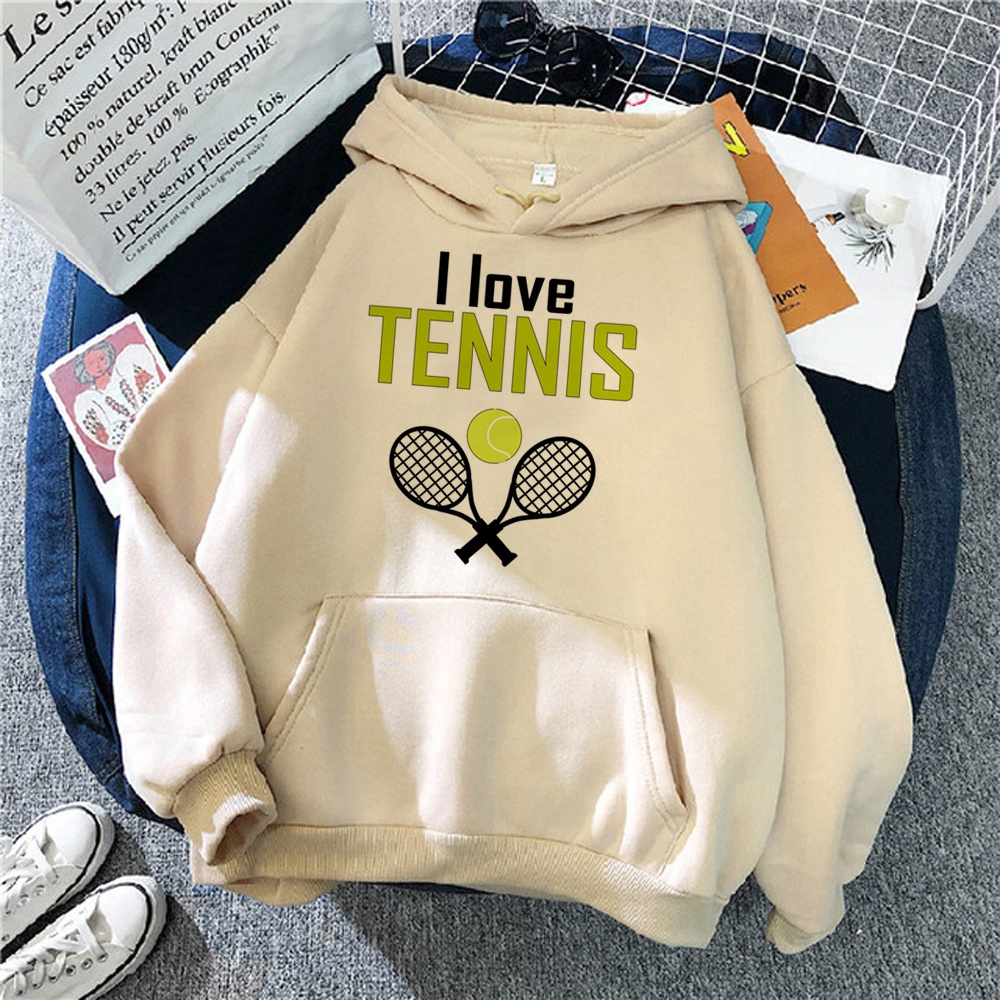 Blusa Moletom Com Capuz Unissex Eu Amo Tennis Clube De Tennis