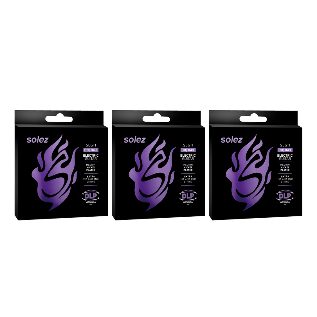Kit 3 Encordoamnros Para Guitarra Solez Slg11 011 Cordas Em Aço - Hobbies & Collections