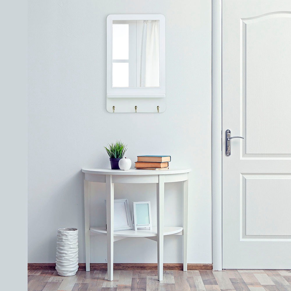 Espelho Hook Retangular Decora  51 x 31cm c/ Pendura Chave - Home & Living