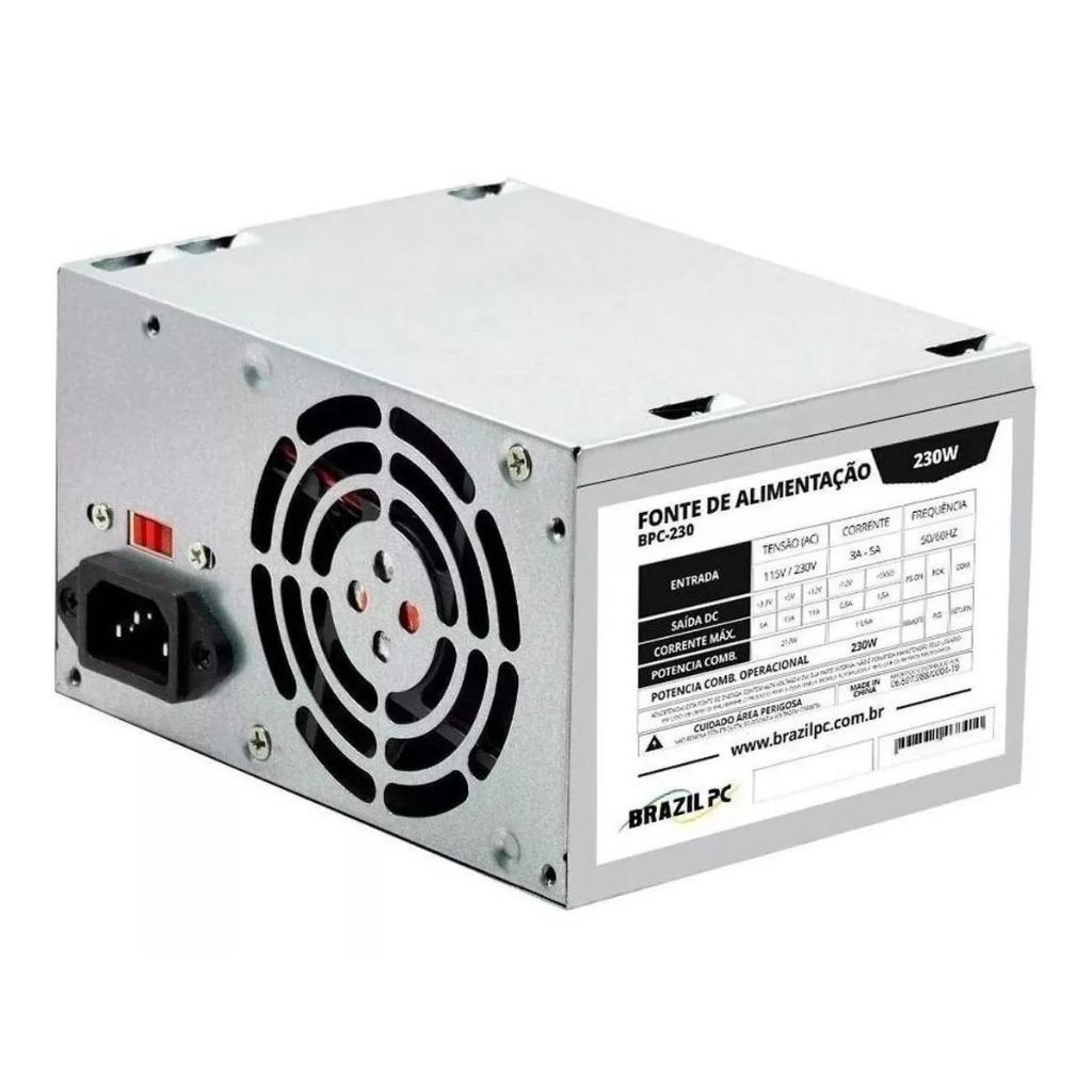 Fonte De Alimentação Para PC 230w Prata 115V/230V Bivolt
