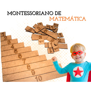 Rêf 062 - Brinquedos Educativos Montessoriano De Matemática Jogo Pedagógico Sensorial Autismo Autista Madeira Mdf Tabuleiro Montessori Didático Alfabeto Cognitivo Atividade Educativa Desenvolvimento da Criança