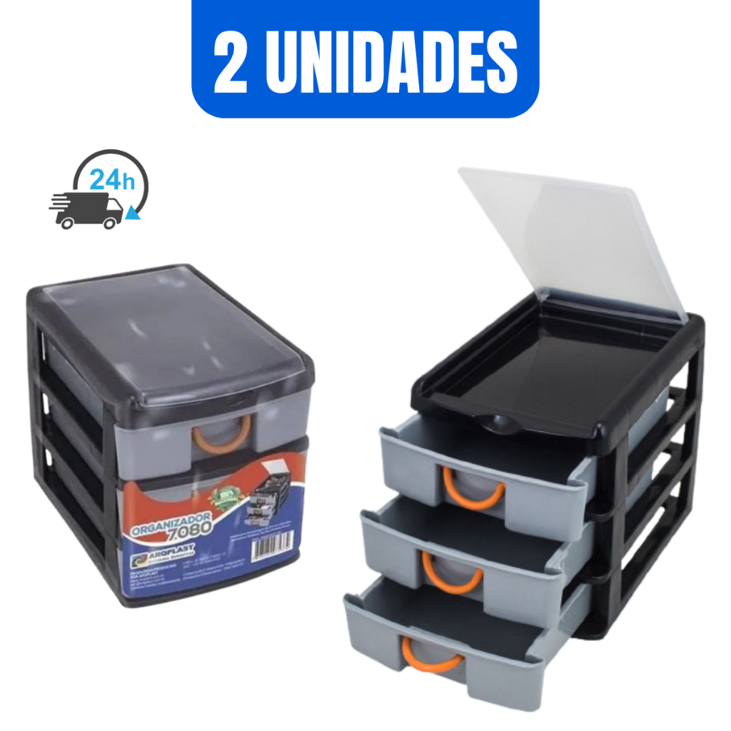 Organizador Multiuso Gaveteiro com 3 Gavetas Ferramentas Parafusos Costura Resistente Plástico Caixa em Oferta na Shopee