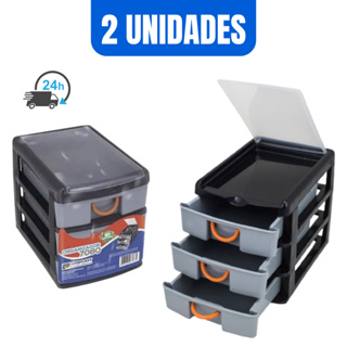 Organizador Multiuso Gaveteiro com 3 Gavetas Ferramentas Parafusos Costura Resistente Plástico Caixa em Oferta na Shopee