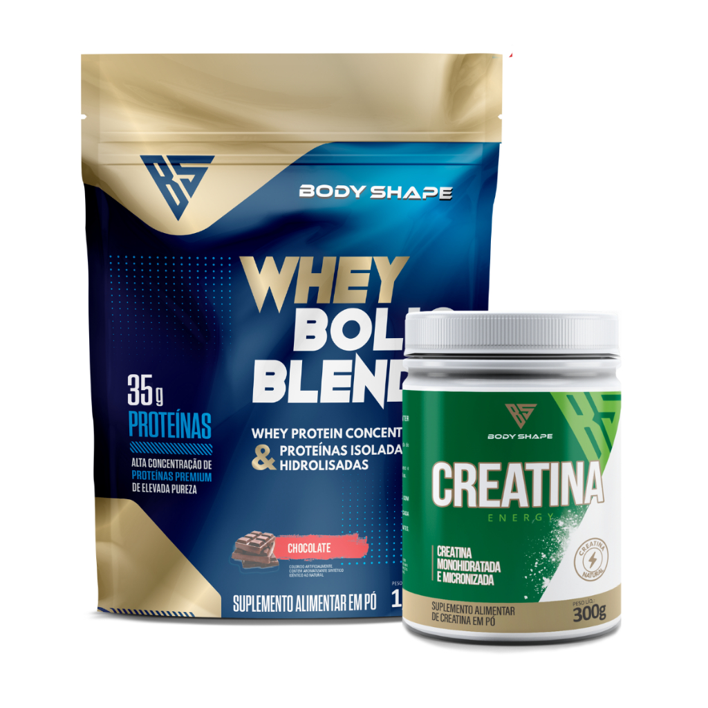 Whey Protein 1.8kg Refil  + Creatina  Energy 300g - Body Shape