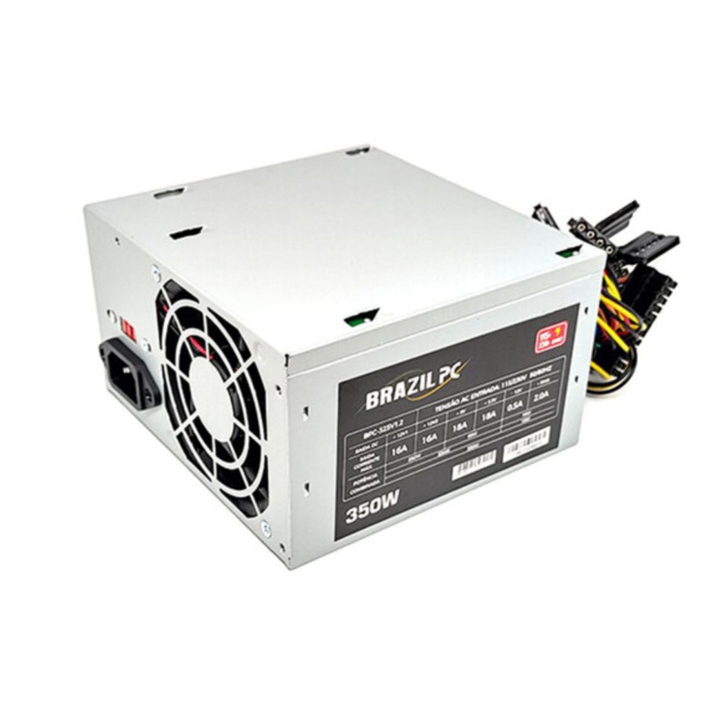 Fonte De Alimentação Para PC 350w Real 24 Pinos Bivolt 115V/230V Prata