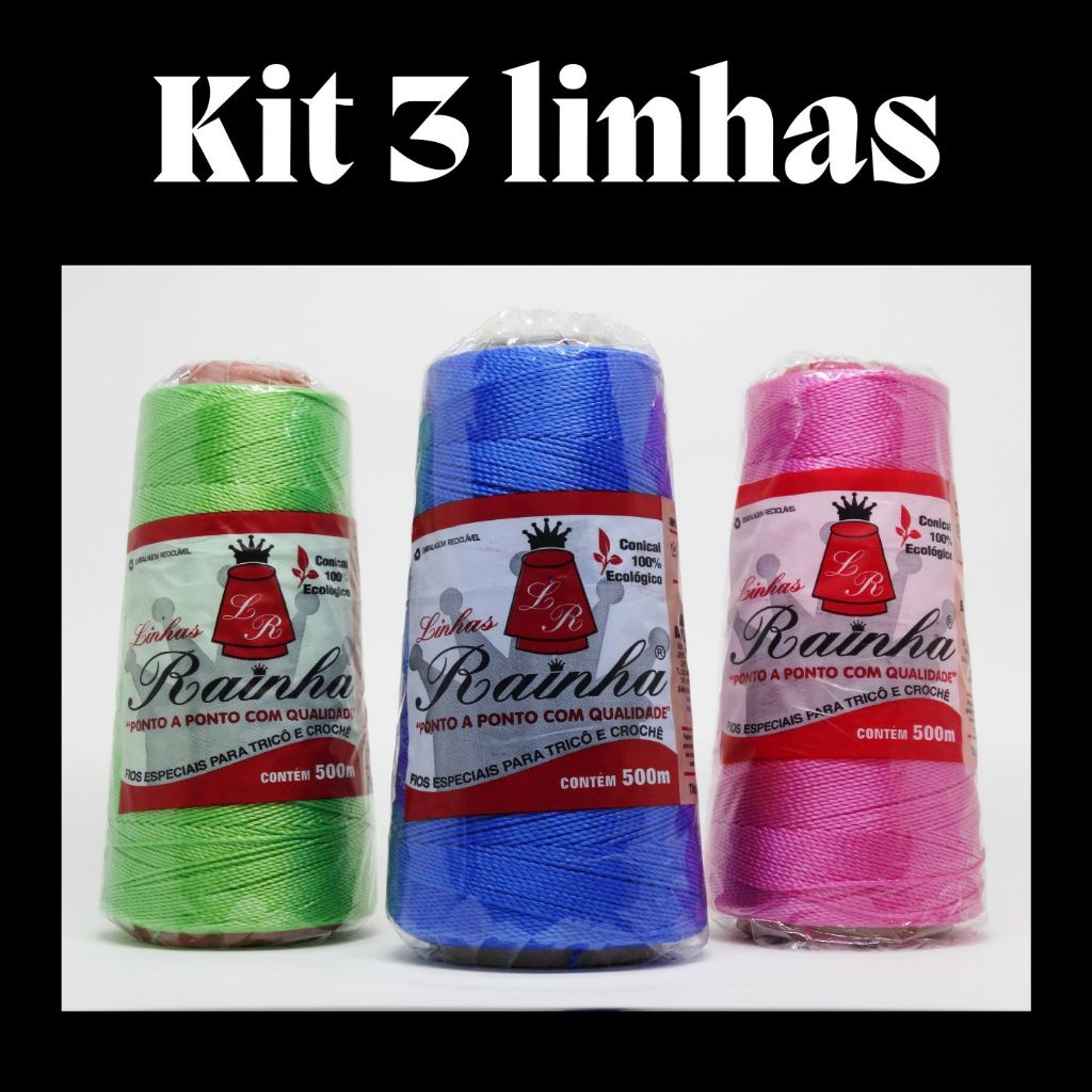 Kit 3 Linhas De Tricô Rainha Grossa, tranças para cabelo, Crochê e Trabalho Artesanal, Box Braids 500m fio especial