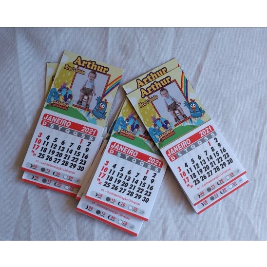 50 unidade ima calendario 5x10 personalizado  com sua logo ou nome