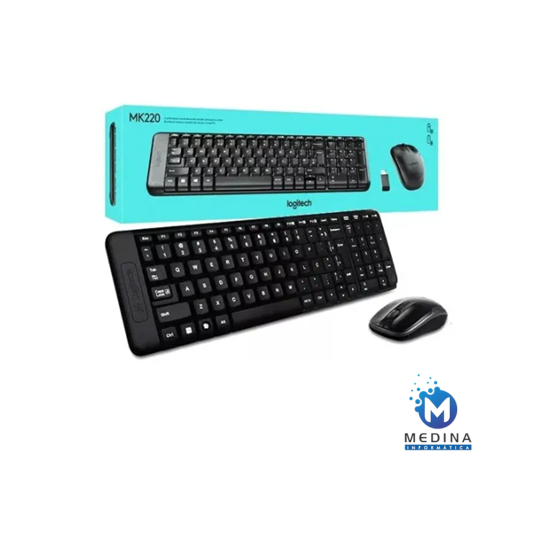 Combo Teclado e Mouse sem fio Logitech MK220 com Design Compacto, Conexão USB, Pilhas Inclusas e Layout ABNT2