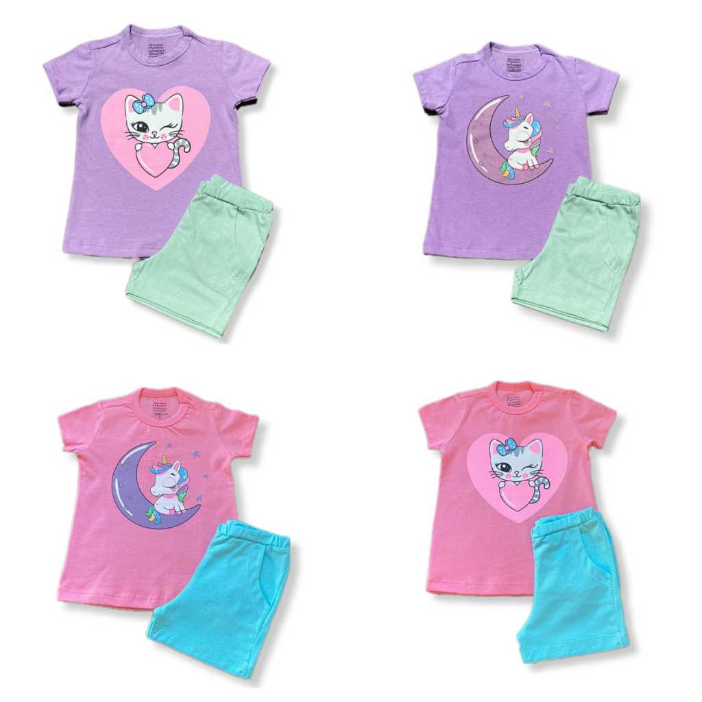 CONJUNTO INFANTIL FEMININO CURTO PIJAMAS INFANTIL MENINA 100% ALGODÃO PIJAMA PARA O VERÃO MENINAS CONFORTAVEL