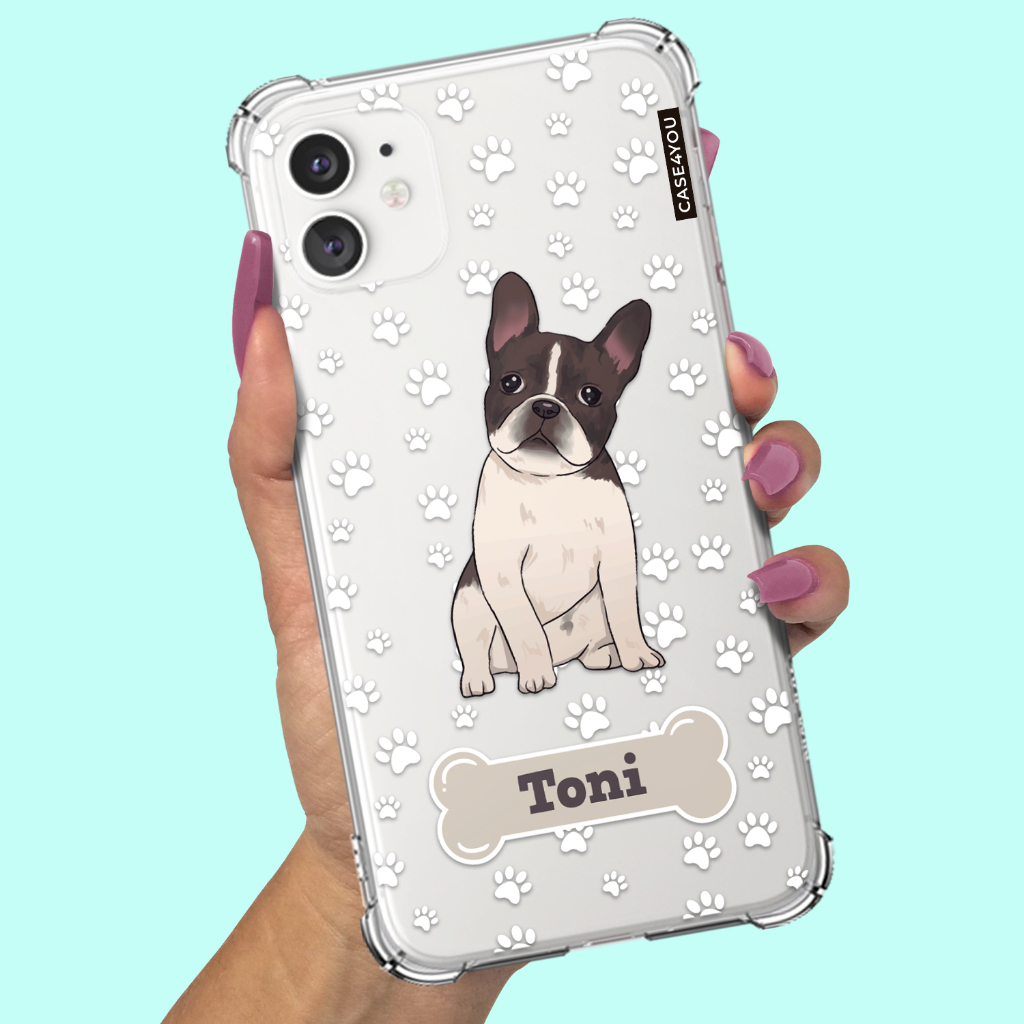 Capa Capinha de celular Personalizada Anti-impacto com nome Buldogue Francês