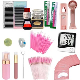 Kit Completo Treino Extensão Cílios Nagaraku Volume Brasileiro Y e Fio a Fio Cola Elite HS10 Higrometro Removedor Navina