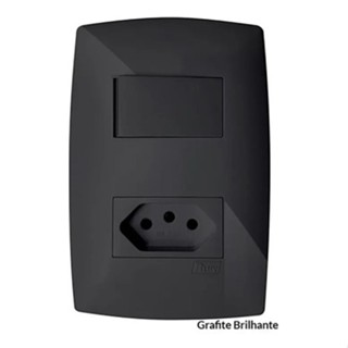 Cj de Tomada 20a + Interruptor Simples 4x2 Grafite Home