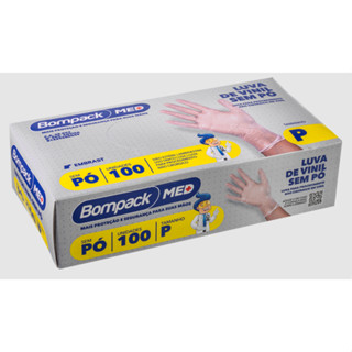Luva Vinil Bompack Med sem Po para Procedimento pacote com 100 unidades