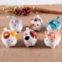 Enfeite Decorativo em Porcelana Mini Gato Kawaii Gatinho Fofo