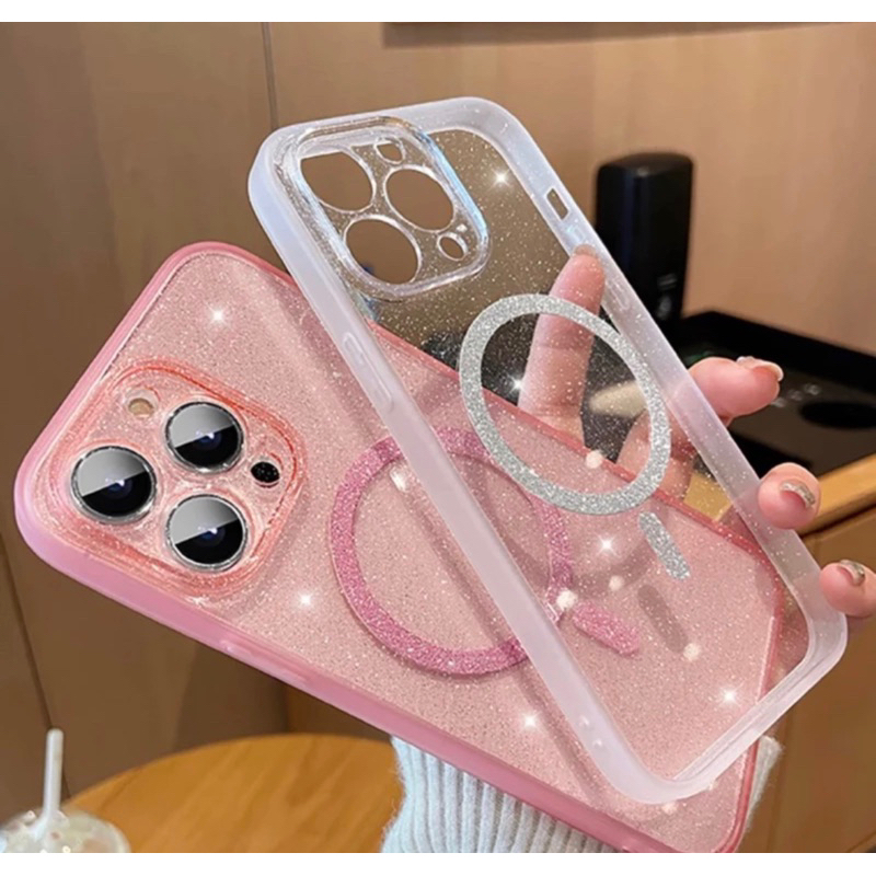 Capa capinha de Luxo com Magsefe Glitter delicados com proteção de câmara para iPhone 11 / 12 / 12PRO / 12PROMAX / 13 / 13PRO / 13PROMAX / 14 / 14PRO / 14PROMAX
