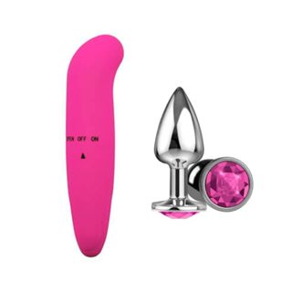 KIT Vibrador Ponto G Aveludado Plug Anal P Sex Shop