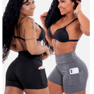 short fitness bolso lateral cintura alta