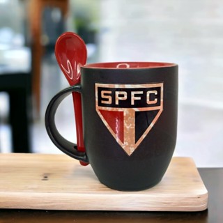 Caneca Personalizada Magica São Paulo Tricolor Paulista Com Colher Porcelana 325 ml