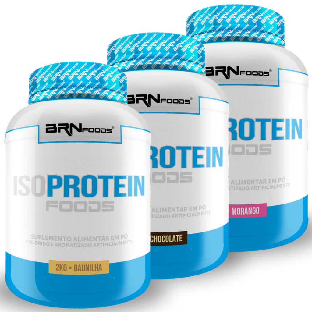 Kit 3x Whey Protein Isolado Iso Protein 2kg - BRNFOODS Suplemento em pó para academia e musculação