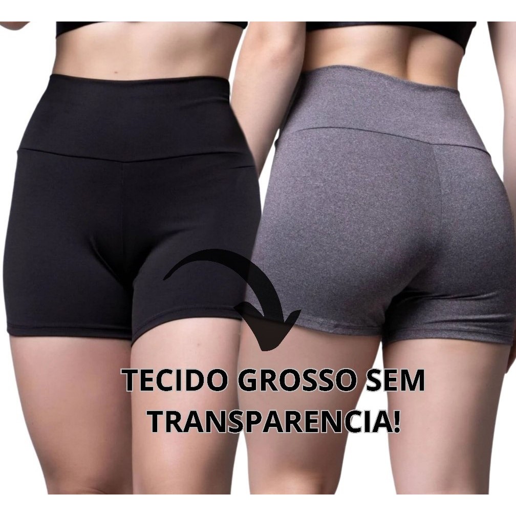 Kit Dois Shorts Fitness Academia Grosso Feminino Legging Cós Alto Bermuda Treino Caminhada Corrida Ciclismo Ginastica