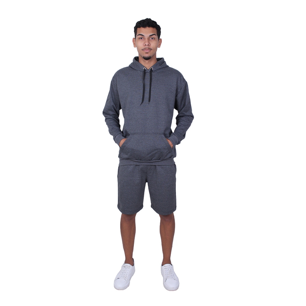 Conjunto de Moletom  Unissex Varias Cores Blusa + Bermuda Casaco Moletom Canguru Com Bolso E Capuz Bermuda Com Bolso e Cordão