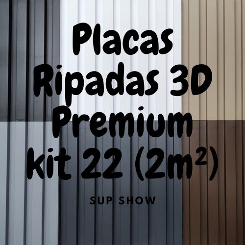 Placa Painel Ripado 3D Premium Kit 22 Placa Ripada Plástico Anti-impacto 30x30cm