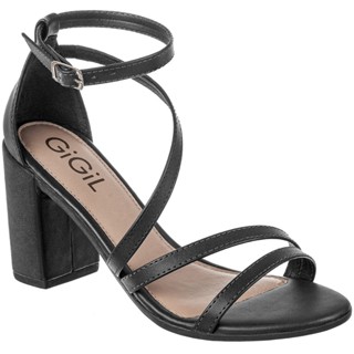 Sandália Feminina Salto Alto Grosso Bloco Tiras Casual Clássica Promoção Original Gigil Confortável