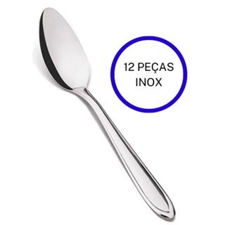 Kit 12 Colher De Sobremesa Cafe Chá Inox 13cm