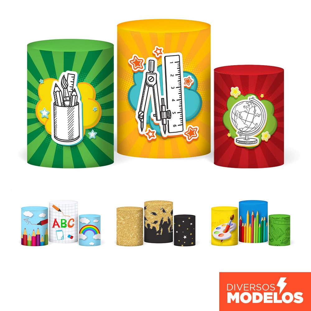 Capa Cilindro Festa Escolar Veste Fácil em Tecido com Elástico Decoração Formatura em Oferta na Shopee