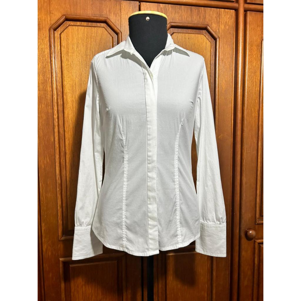 Camisas Sociais FOREVER21 Blusa Social com Botão EMME Lisa Branca Preta Listrada Bege Nude Botões Trabalho, brechó
