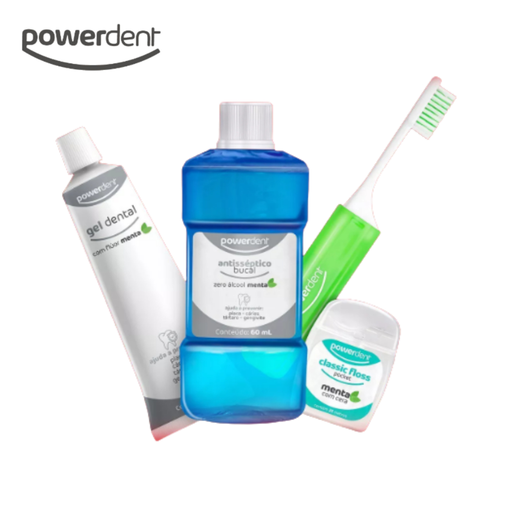 Imagem Kit para Viagem Portátil Escova Fio Dental Antisséptico e Gel Miniaturas Higiene Bucal