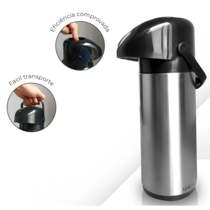 Garrafa Térmica Verona Inox Unitermi 600ML, 1L, 1,8L