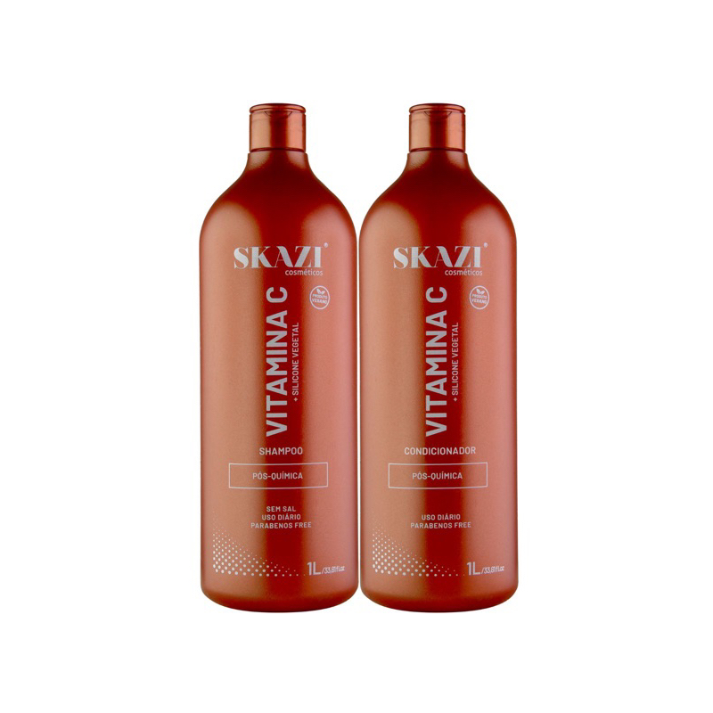 Kit Skazi Shampoo + Condicionador Vegano Pós Quimica Vitamina C em Oferta na Shopee