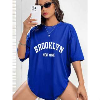 Camiseta Feminina Oversized Brooklyn New York Estilo de Rua Academia Corte Reto e Largo 100 % Algodão
