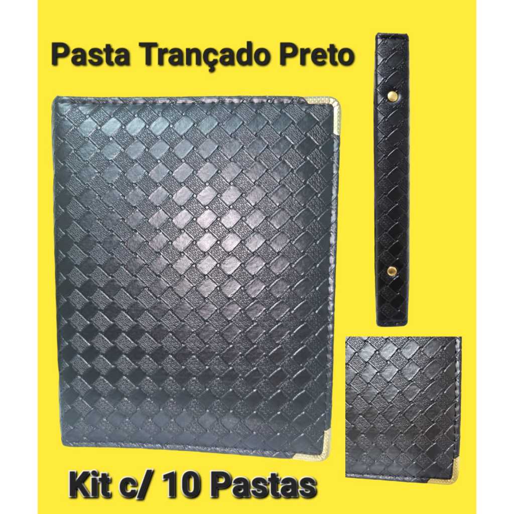 KIT COM 10 PASTAS PARA HINOS N.03 TRANÇADO PRETO em Oferta na Shopee