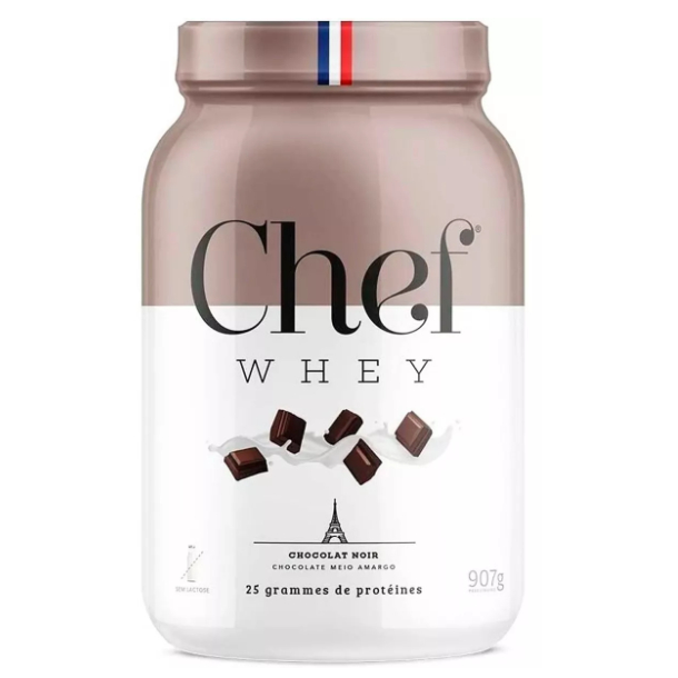 Chef Whey 907g Protein Gourmet Sem Lactose Original Sabores Sabor Chocolate Amargo