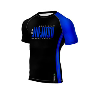 Rash Guard Manga Curta Jiu-jitsu Bjj Innove Fight Wear Azul