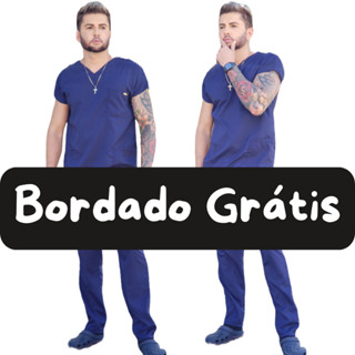 Scrub Hospitalar - Pijama Cirurgico Masculino - Gabardine - Nome Bordado Grátis