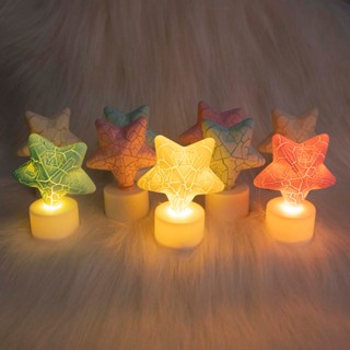 Ornamento de Mesa Luminária Estrelas Candy LED Colors Craquelada -Allmini