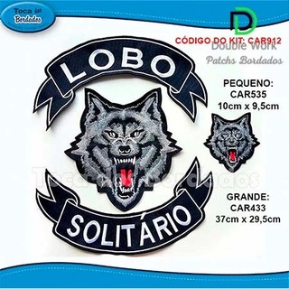 Kit Patch Bordado Bordado Lobo Solitário 37x29 + Patch Bordado pequeno Cód.1928
