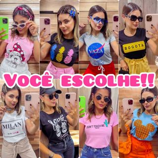3 T-shirt Blusa Feminina Baby Look 100% Algodão - Você Escolhe!