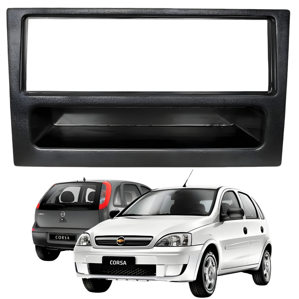 Moldura Painel  Radio 1 Din Com Porta Objetos Chevrolet Corsa de 2002 a 2012 Preto em Oferta na Shopee