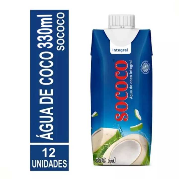 Água de coco, caixa com 12 x 330ml,bebida natural,integral,sem gluten,sem açucar.