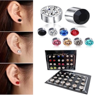 Cartela 12 Pares Brinco de ima Pressão Magnético Brilhante/masculino e feminino/Não precisa de furo em Oferta na Shopee