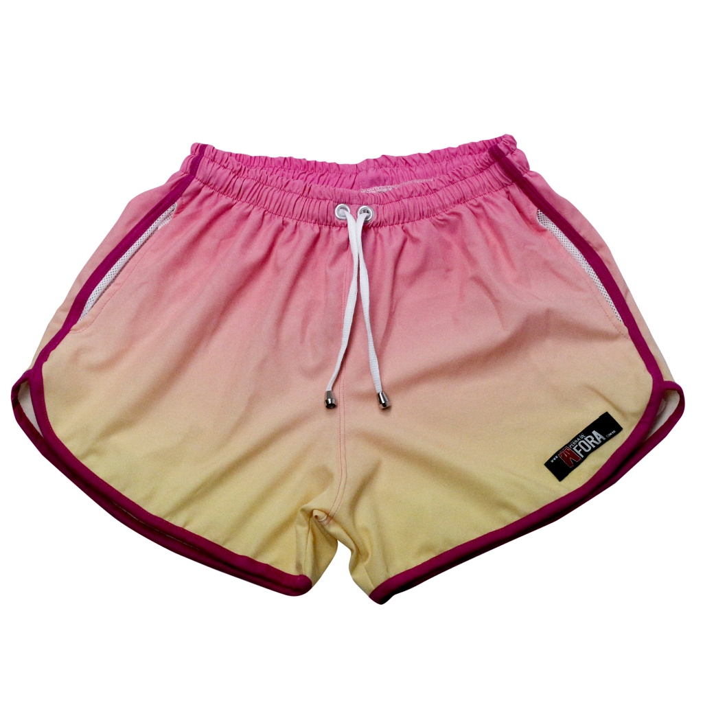 Short Degradê Rosa e Laranja Feminino Academia Verão Ciclista gringo, leve e soltinho, shortinho para academia, saída de praia , férias Summer, moda verão , roupa de academia , Canga,  Piscina Secagem Rápida Academia Treino Moda Praia - Envio Rápido