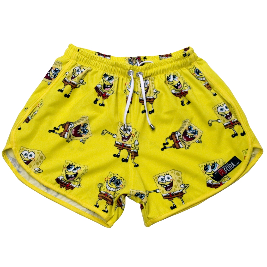 Short Bob Esponja Feminino Academia Verão Ciclista gringo, leve e soltinho, shortinho para academia, saída de praia , férias Summer, moda verão , roupa de academia , Canga,  Piscina Secagem Rápida Academia Treino Moda Praia - Envio Rápido