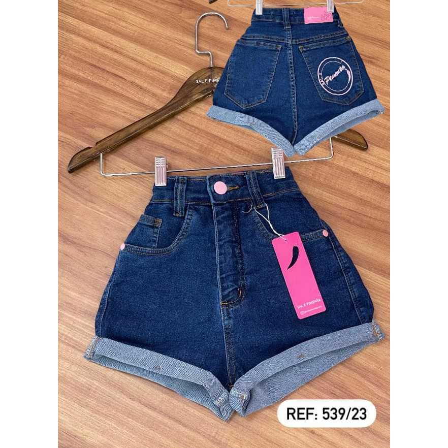 short jeans sal e pimenta premium com letreiro bordado em Oferta na Shopee