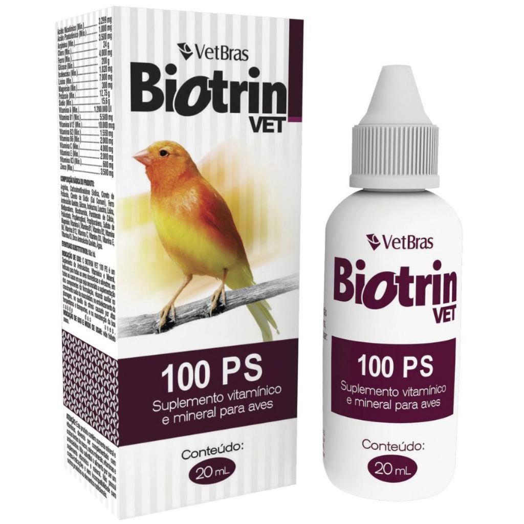 Suplemento Vitamínico Para Aves Biotrin Vet 100 PS 20ml em Oferta na Shopee